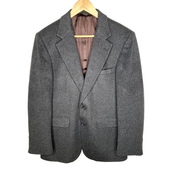 Vintage 60's Robert Stock Mens 38R CAMEL HAIR 2 Button Blazer Jacket Dark Gray - Picture 1 of 9